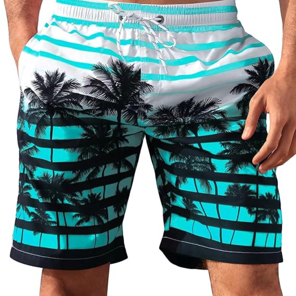 Men's Swim Trunks Quick Dry Swim Shorts 9" Inseam Bathing Suit with Mesh Lining - Picture 3 of 14